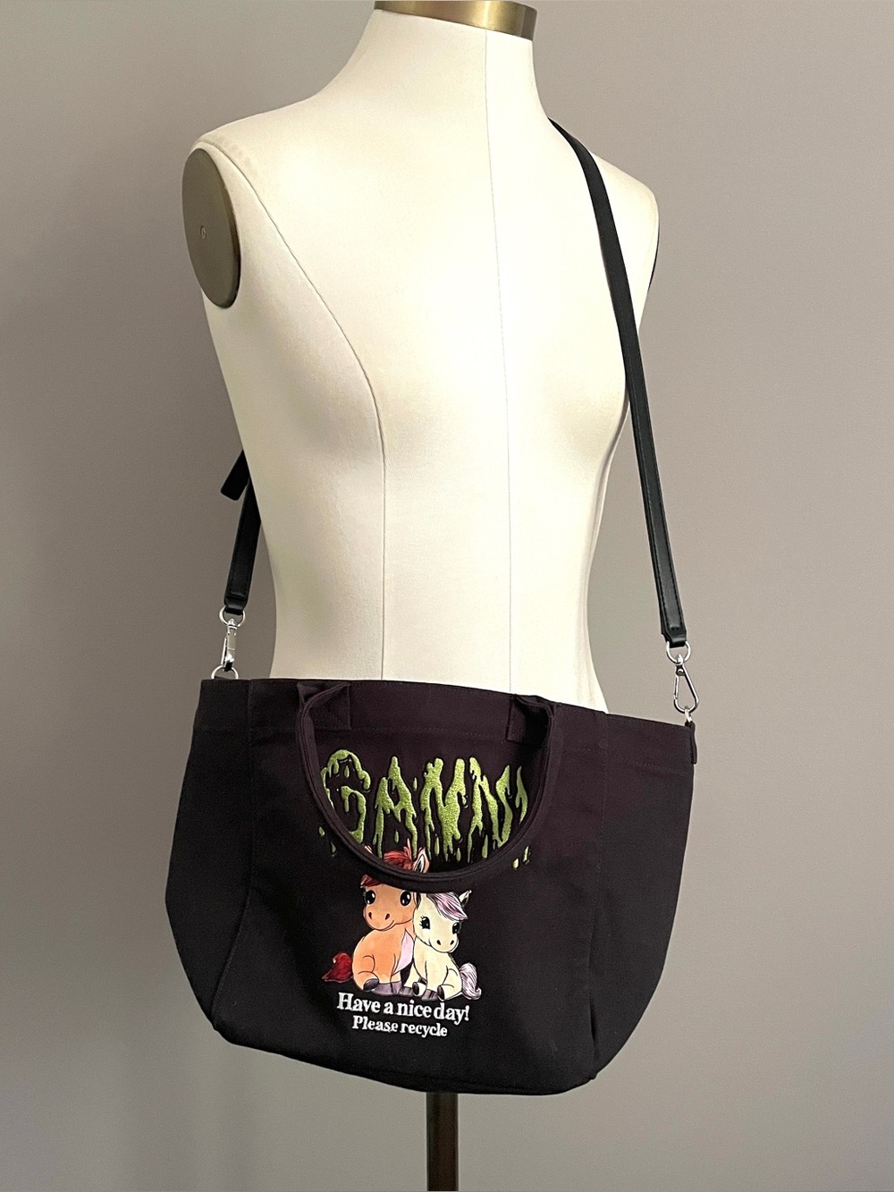 Ganni Pony Small Easy Canvas Shopping 2-Way Bag w/ Top Handles 🐴 - Picture 10 of 11